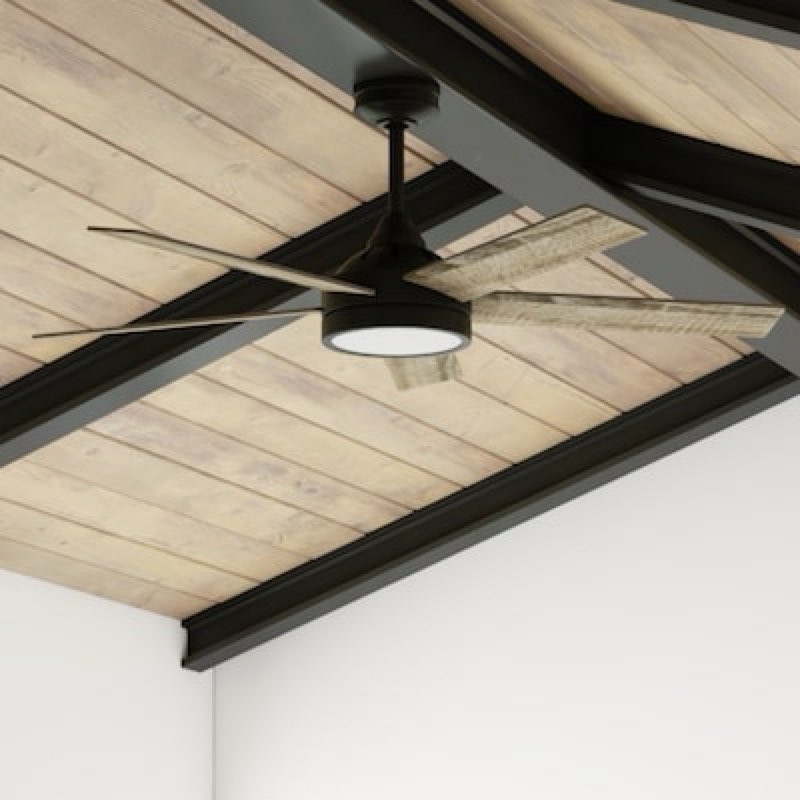  harbor breeze camden 52-in matte black with mocha/cocoa blades led ceiling fan with light