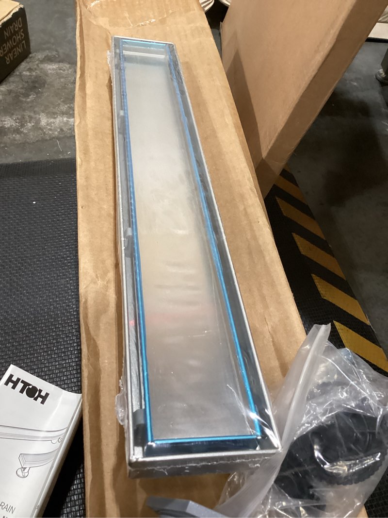 Condition photo showing Good Condition for 2-in-1 linear shower drain 24" brushed nickel, with tile insert grate | 304 stainless steel, rectangle shower floor drain, with leveling feet, for bathroom, kitchen, remodel shower, tile floor brushed nickel 24in