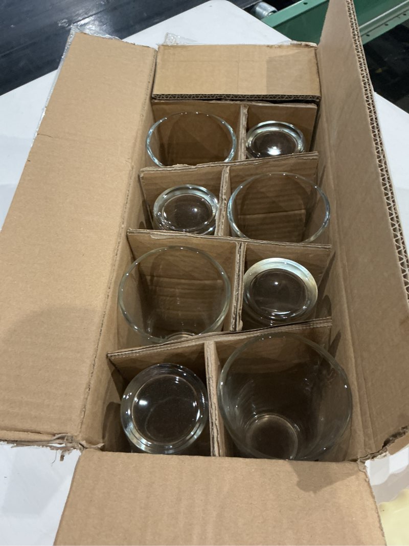 Condition photo showing Good Condition for drinking glasses - set of 10-16oz. margarita glass cups - dishwasher safe cocktail clear heavy base tall beer glasses, water glasses, bar glass, wine, juice, iced tea