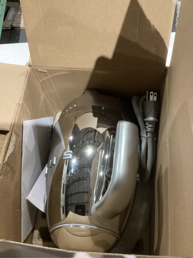 Condition photo showing As Is for smeg 7-cup variable temperature electric kettle - retro style aesthetic with advanced technology - stainless steel, 1400w, 120v, 360° swivel base, keep warm function (stainless steel)