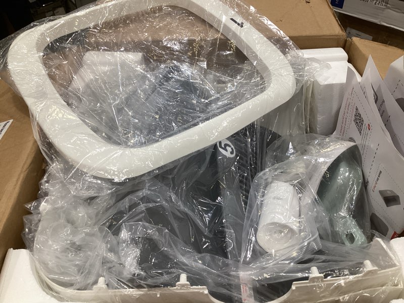 Condition photo showing As Is for automatic cat litter box self cleaning - app control and weight monitoring - ultra-quiet, suitable for medium cats and kittens, safe anti-pinch litter box (assembly required) - white