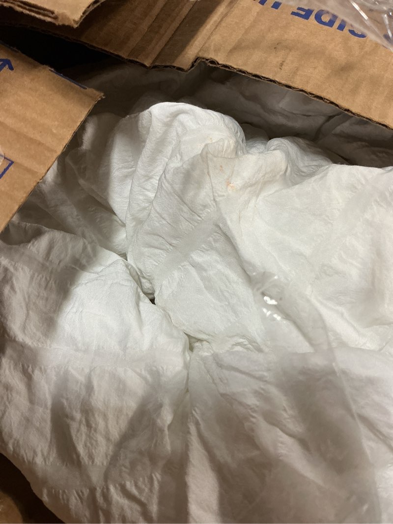 Condition photo showing As Is for jollyvogue white comforter full size, 3 pieces seersucker lightweight full size bedding, all season fluffy microfiber bedding comforter set with 1 ruffle comforter and 2 ruffle pillowshams 01 - white full