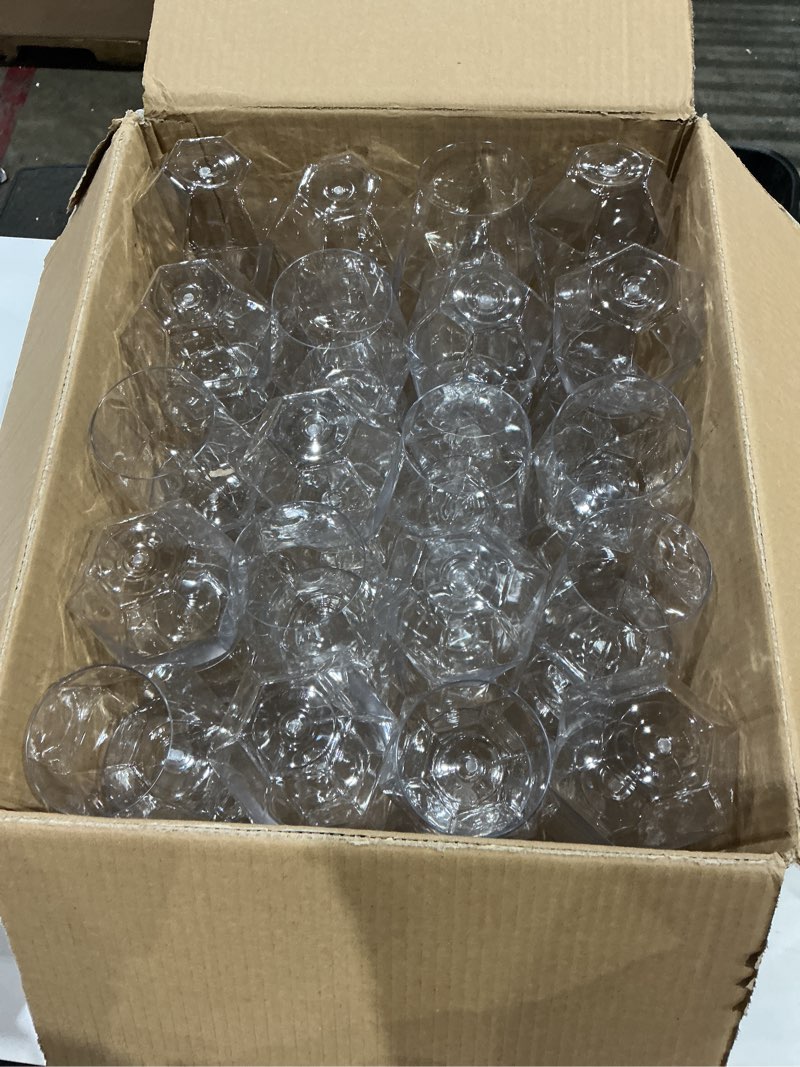 Condition photo showing Good Condition for 12oz diamond plastic wine glasses, disposable stemless wine cups - shatterproof, unbreakable & bpa-free, recyclable drinkware for wedding reception, birthday party, new year, holidays & events clear