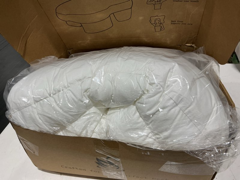 Condition photo showing Good Condition for side sleeper pillow with arm holes, ergonomic arm tunnel for shoulder pain relief, adjustable height neck pillow for adults, plush down & foam for comfortable sleep, 1pc pillowcase, 18"x27" white 18"x27"