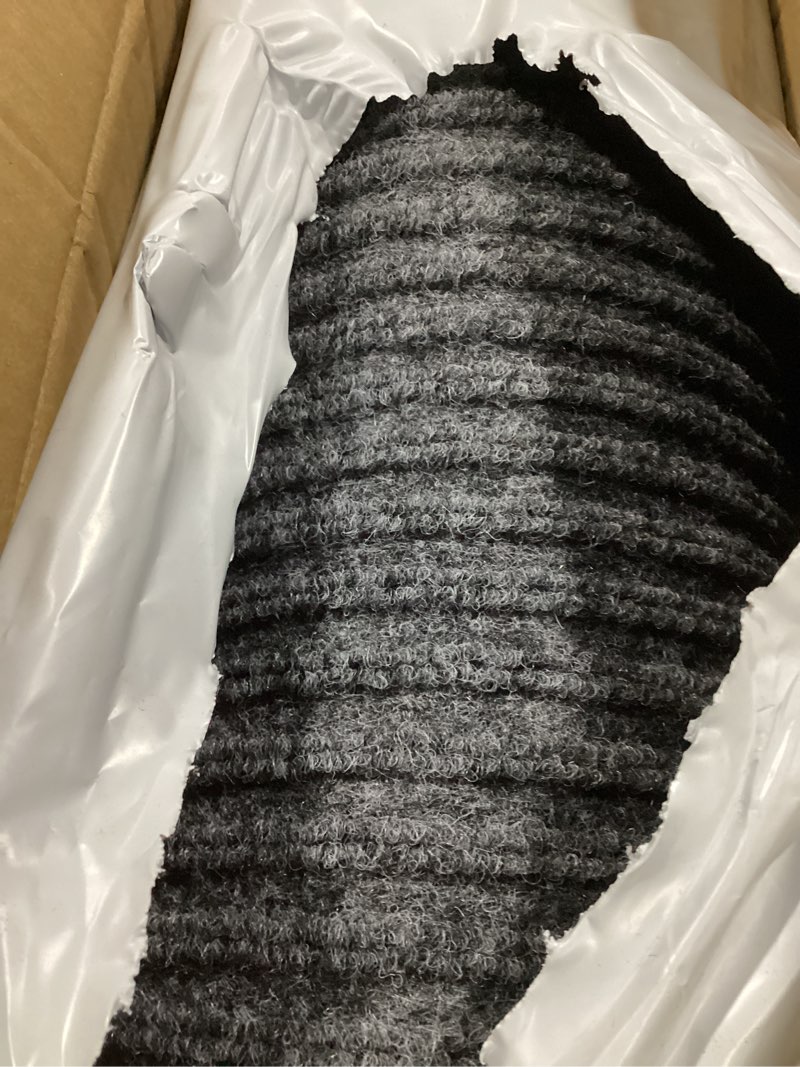 Condition photo showing Good Condition for 3 x 10 ft commercial runner rug, floor mat area rugs with non-slip pvc backing indoor outdoor hallway carpet runner for kitchen balconies living room dining room decks patio - gray 3' x 10' stripes