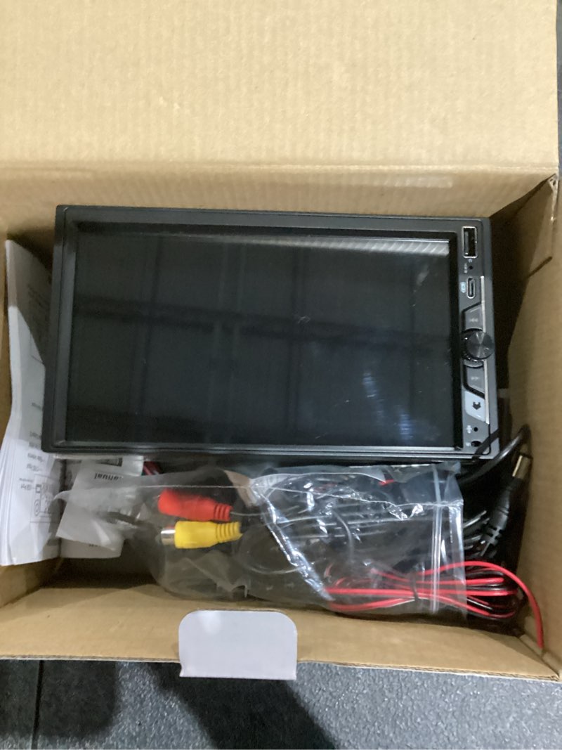 Condition photo showing As Is for 7'' Double Din Car Stereo with Wireless Apple CarPlay & Android Auto, Wireless Airplay & Mirror Link, 1024x600 HD Touchscreen, 240W, Bluetooth, 12-LED Waterproof Backup Camera, Steering Wheel Control 7 inches