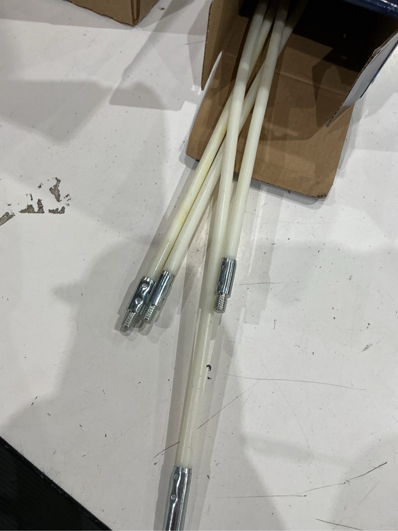Condition photo showing As Is for project source dryer vent cleaning kit ( white (flexible rods), black (vacuum and blower