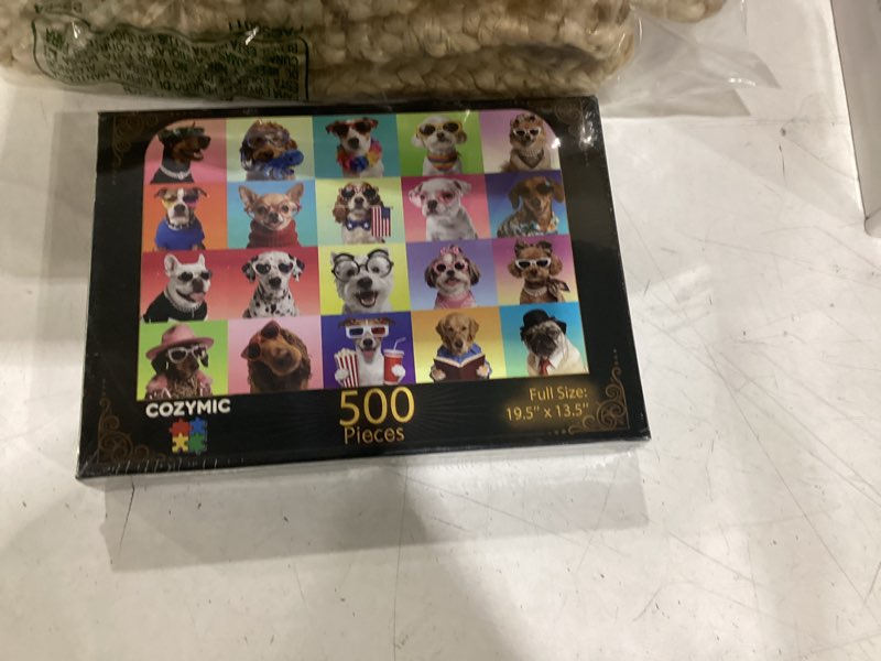 Condition photo showing New/Like New for puzzles for adults 500 pieces, 19.5'' x 13.5'' chic dogs jigsaw puzzles with letters on back, – great gift for dog lovers, home décor & family bonding activity