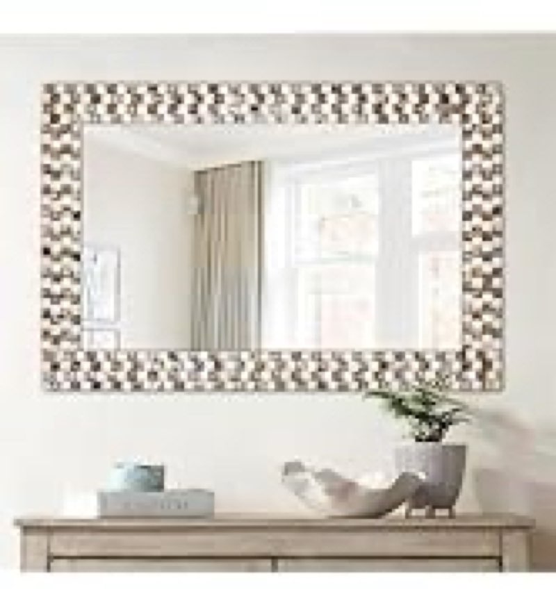 Chende 40'' x 28'' Black Wall Mirror with Wrought Iron Frame, Rectangle Decorative Mirror with Industrial Style, Elegant Antique Mirror for Living Room, Entryway, Fireplace