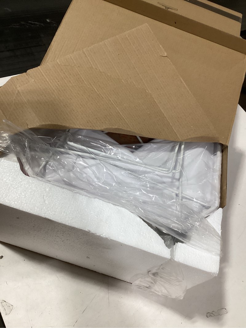 Condition photo showing As Is for Vintage Floor Lamp with Nightlight, 65" Retro Standing Lamp with White Linen Shade, Washed Blue Finish Farmhouse Style Design Tall Lamp Decor for Living Room Bedroom Study Home Corner (Bulb Included) Wash Blue-No Tray