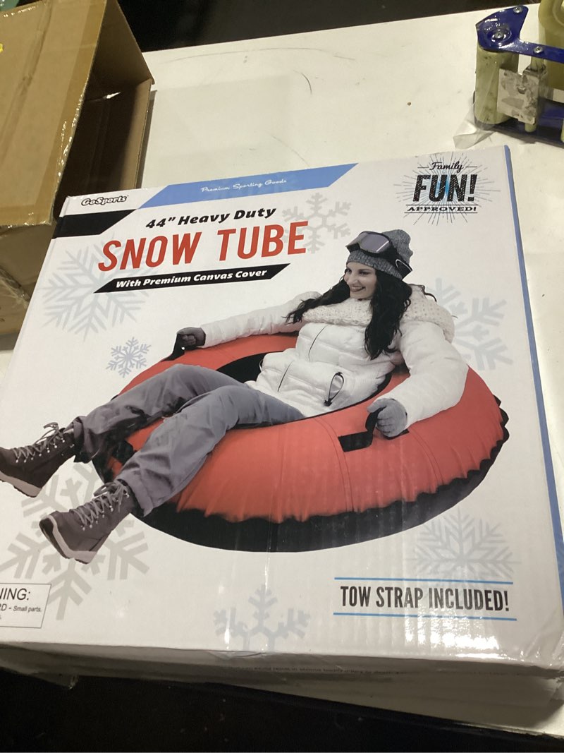 gosports 44 inch heavy-duty winter snow tube with premium canvas cover - commercial grade sled - red