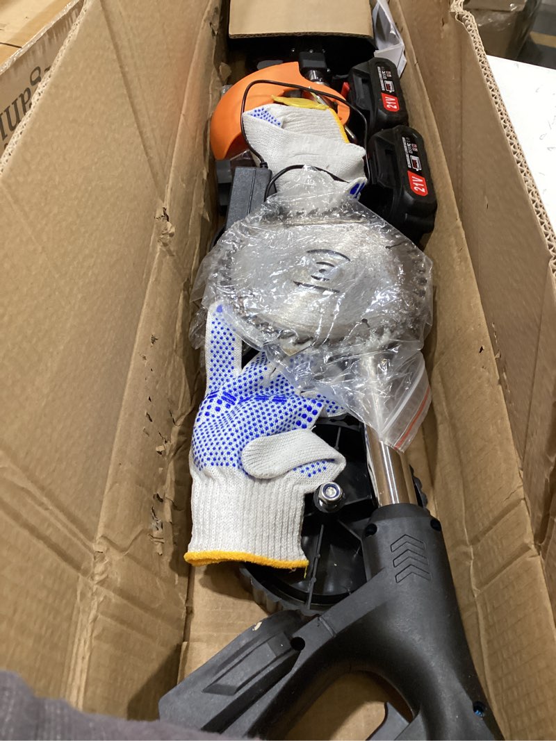 Condition photo showing Good Condition for cordless weed wacker electric weed eater battery powered, lightweight stringless weed trimmer,4 in 1 grass trimmer/brush cutter/lawn edger/lawn mower,no string trimmer battery operated for garden yard