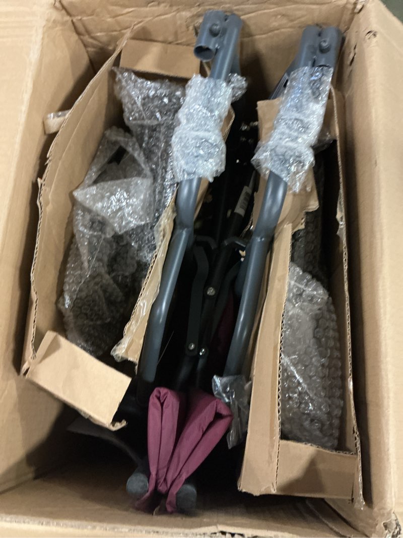 Condition photo showing New/Like New for Medline Basic Steel Transport Chair - Full-Length Arms, Swing-Away Footrests, 12" Wheels - Gray/Burgundy - Durable & Convenient Mobility Aid Red