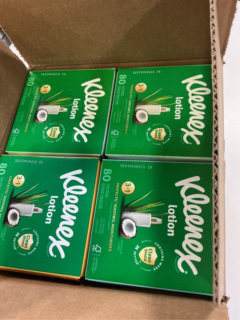 Condition photo showing New/Like New for Kleenex Cooling + Aloe Facial Tissues, 8 Cube Boxes, 50 Tissues Per Box, 2-Ply