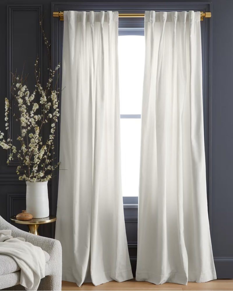Cotton Velvet Curtain - Single Panel Ivory 48”x96”