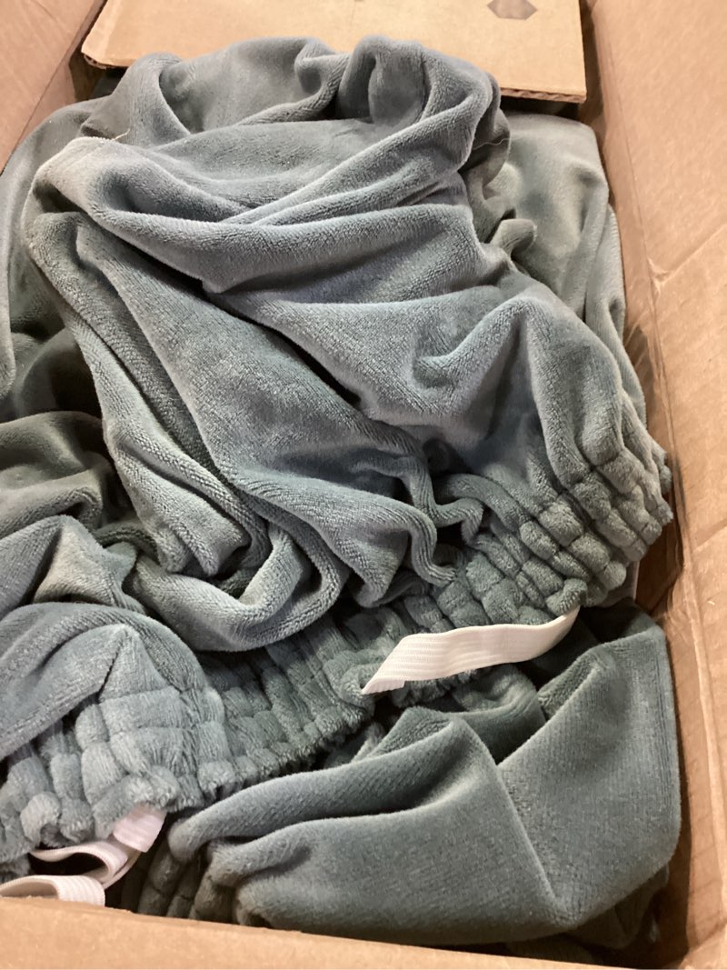 Condition photo showing As Is for H.VERSAILTEX Sofa Cover 4 Piece T Cushion Sofa Slipcovers Thick Velvet Couch Cover Furniture Protector Stretch Sofa Covers for 3 Cushion Couch with 3 Individual Covers Washable, Stone Blue 3 Cushion Sofa Stone Blue