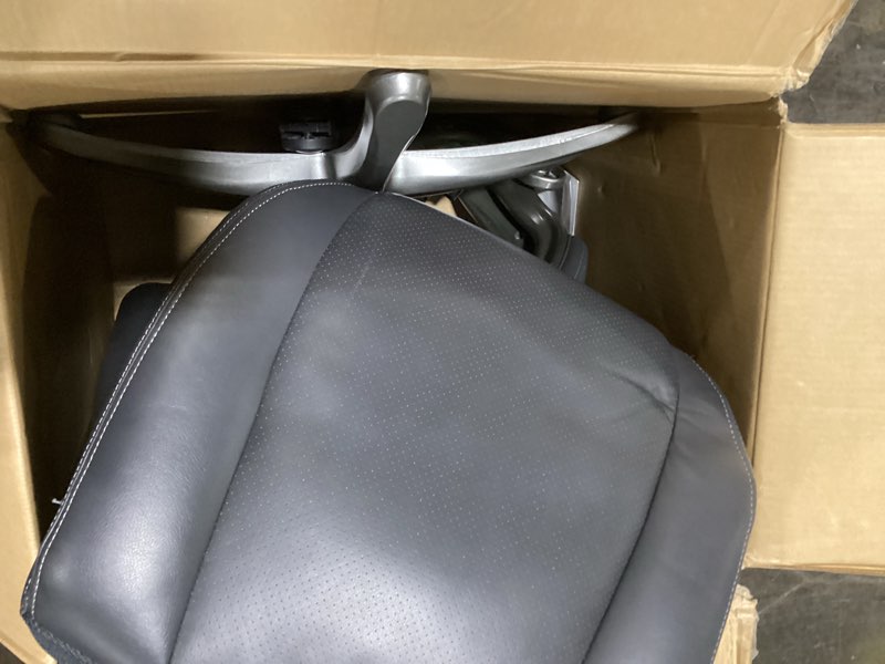 Condition photo showing Good Condition for High Back Executive Office Chair - Ergonomic Computer Desk with Rocking Function, Leather Managerial with Adjustable Flip-Up Armrests and Lumbar Support Black Without Footrest