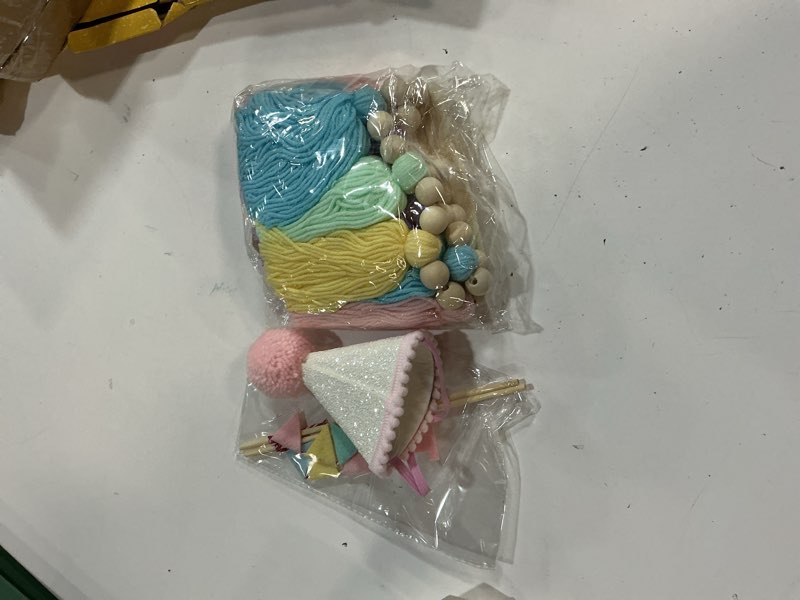 Condition photo showing Good Condition for pastel macaron rainbow high chair banner felt happy birthday banner pre-strung birthday party decorations for 1st girl birthday backdrop