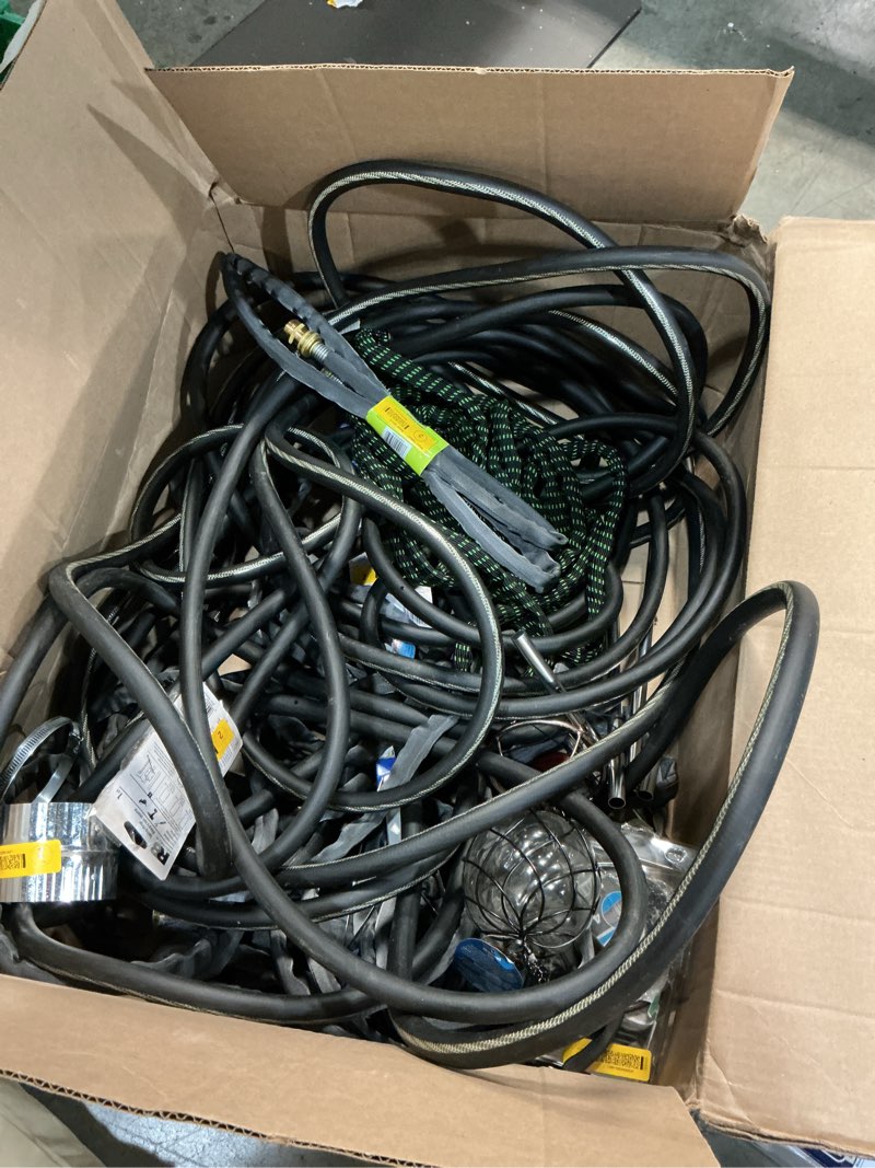 Condition photo showing As Is for ( different style and different color )flexi hose expandable garden hose with 8 function nozzle, 25ft - lightweight retractable garden hose, water hose - no-kink flexibility, 3/4 inch solid brass fittings and double latex core