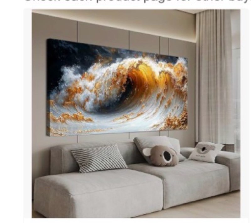 Canvas Wall Art Decor Large Wall Art for Living Room Large Artwork for Walls Gold Wave Wall Art Pict
