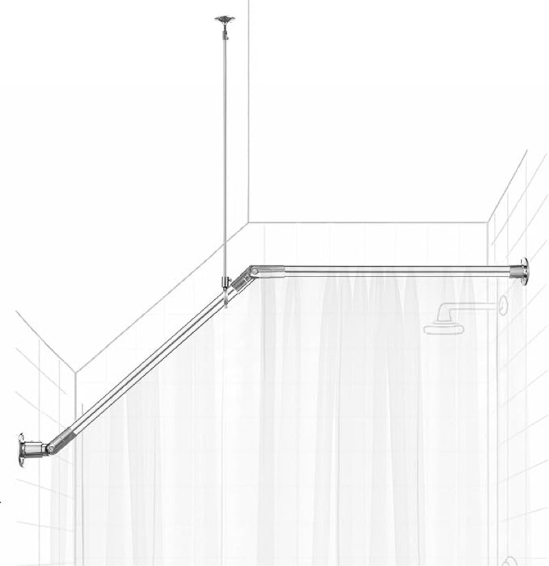 39" x 39" Sloped Ceiling Shower Rod, Corner Shower Curtain Rod for Angled Slanted Sloped Ceilings Rust Resistant Alloy for Bathtub and Bathroom(Silver)