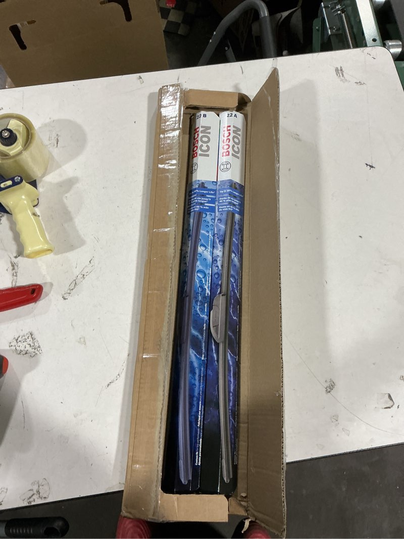Condition photo showing As Is for bosch 22a22b icon beam wiper blades - driver and passenger side - set of 2 blades (22a & 22b)