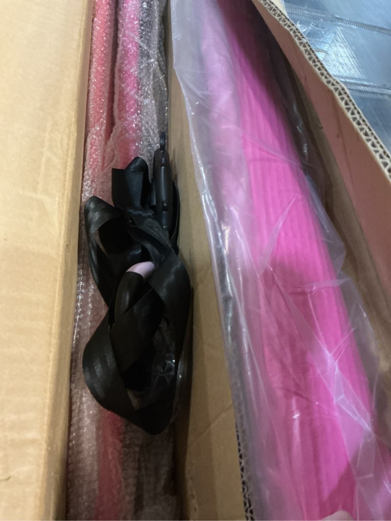 Condition photo showing Good Condition for Safly Fun Kids Gymnastics Bar Foldable & Adjustable 35"-51", Safe Padded Gymnastics Bar for Kids, Sturdy 145 lbs Capacity, Easy-to-Assemble Gymnastics Equipment for Indoor/Outdoor Training Pink with mat