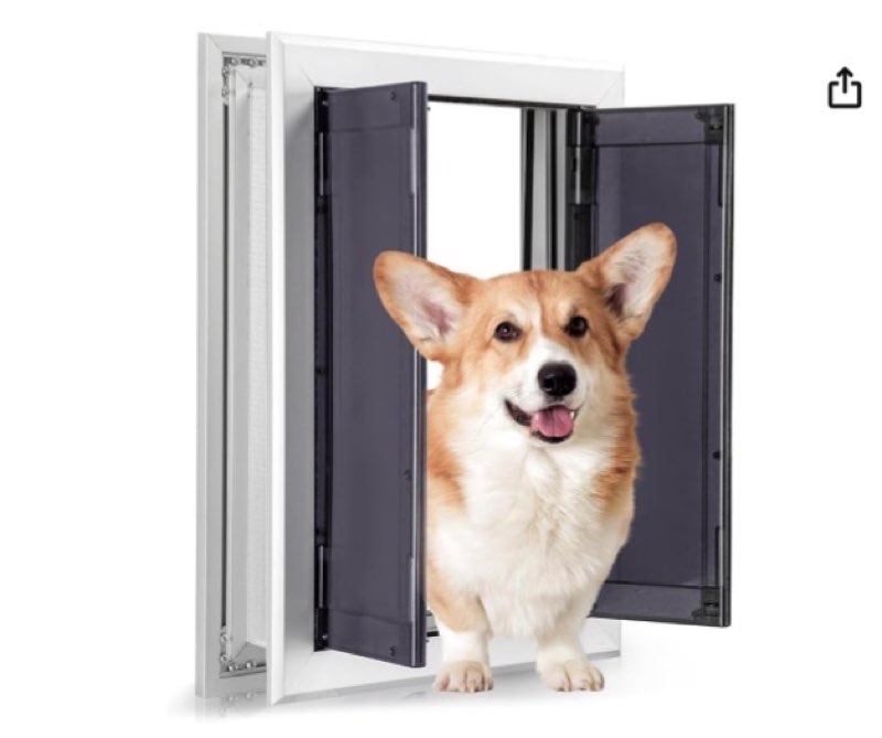 qeelko aluminum pet door with panels,durable dog door with automatic closing magnetic flaps, slide-i