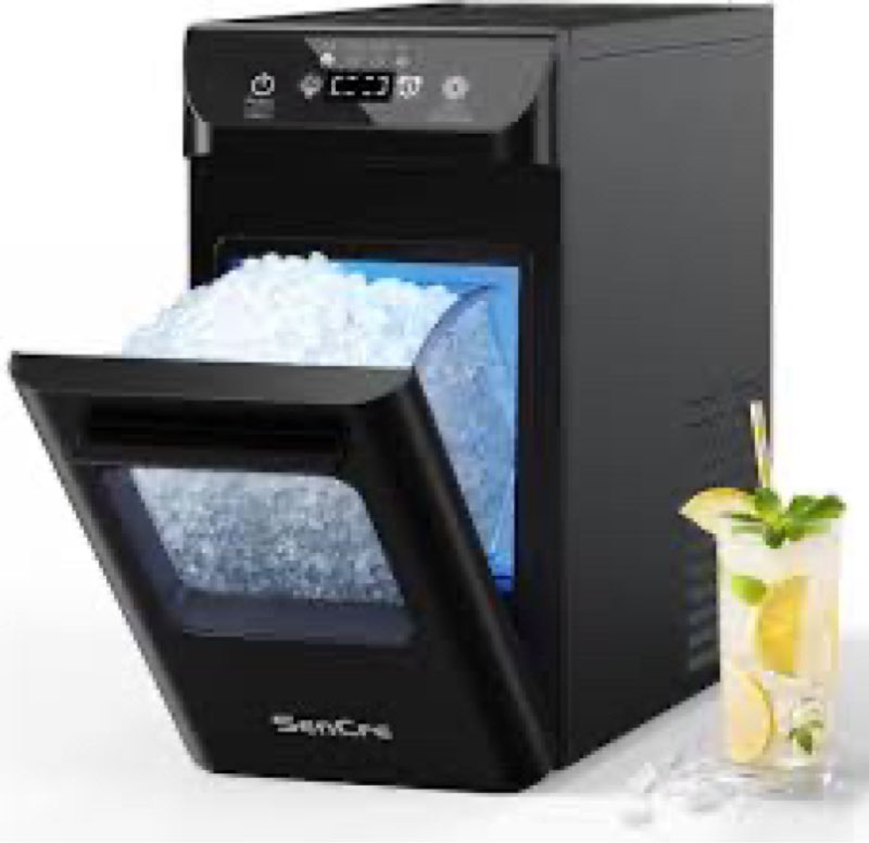 SenCre Nugget Ice Maker 44lbs/Day Countertop Ice Maker, Ice Makers with Self-Cleaning & Timer, One-C