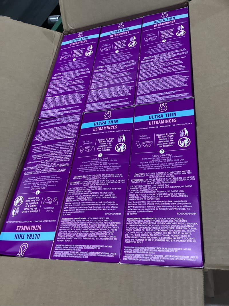 Condition photo showing Good Condition for poise ultra thin incontinence pads & postpartum pads for bladder leaks, 5 drop maximum absorbency, long length, 180 count, packaging may vary long 180