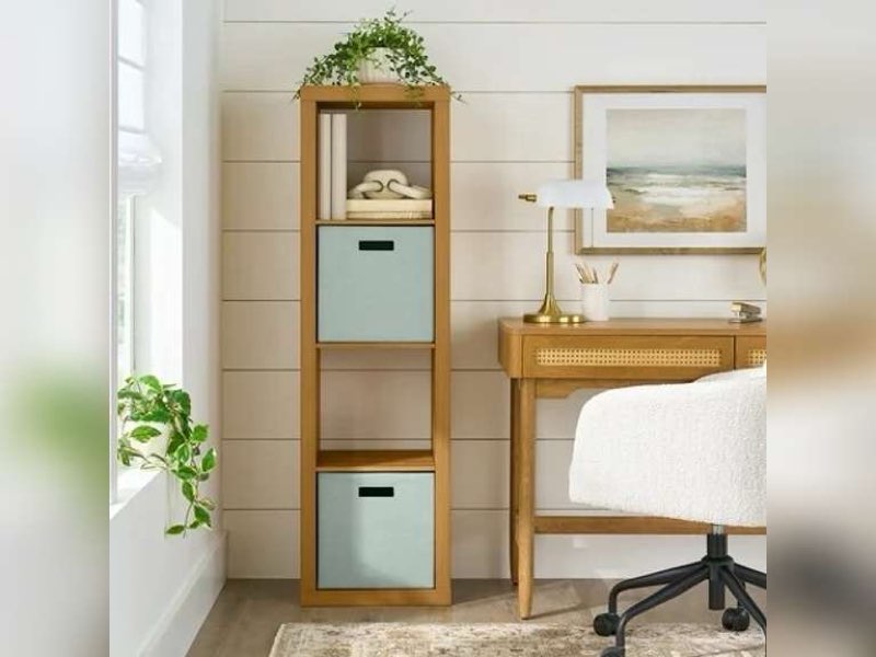 Better Homes & Gardens 4 Cube Vertical Storage Organizer, Light Honey 54