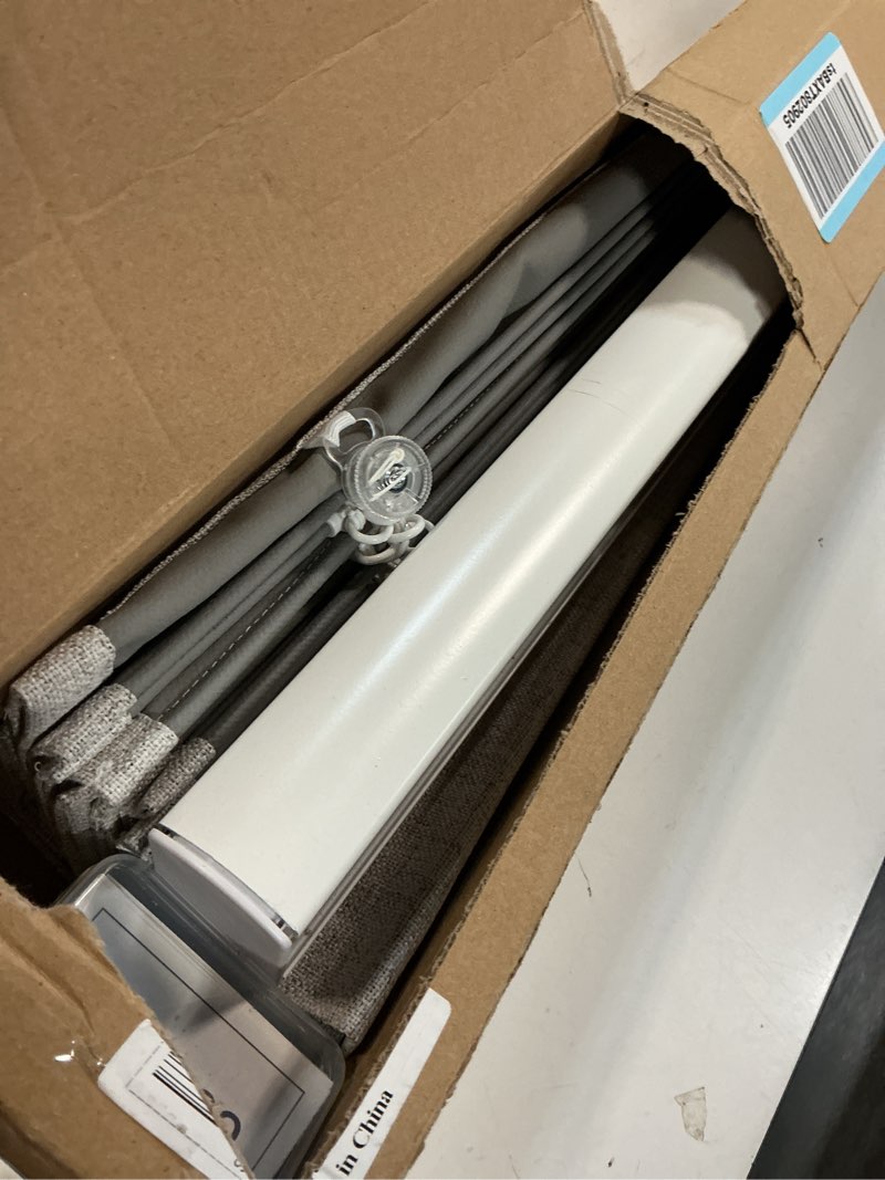 Condition photo showing Good Condition for joydeco cordless roman shades, linen fabric window blinds, thermal insulated blackout blinds, room darkening shades for indoor windows, easy to install, 30" w×75" h, greyish white greyish white 30"w x 75"h