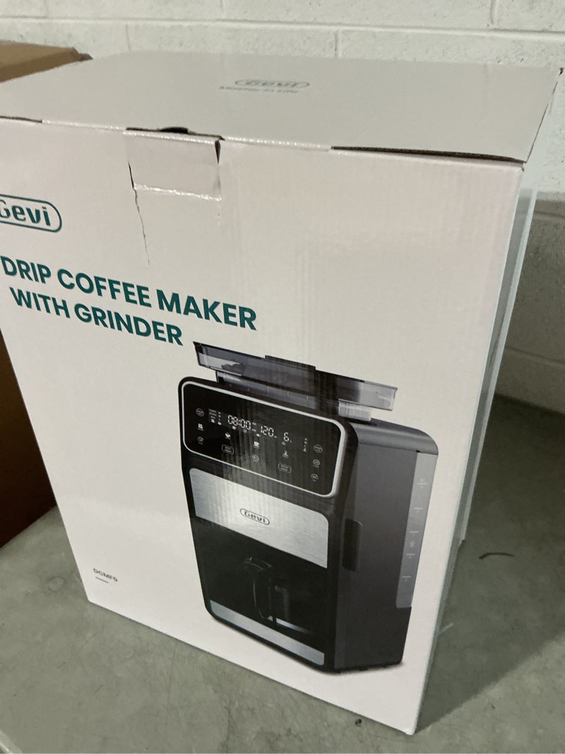 Condition photo showing Good Condition for gevi 10 cup drip coffee maker with built-in grinder, grind ? brew burr combo coffee machine with touch screen, programmable, 4-hour warm plate, permanent filter, coffee carafe 10.7"d x 7.9"w x 17.8"h