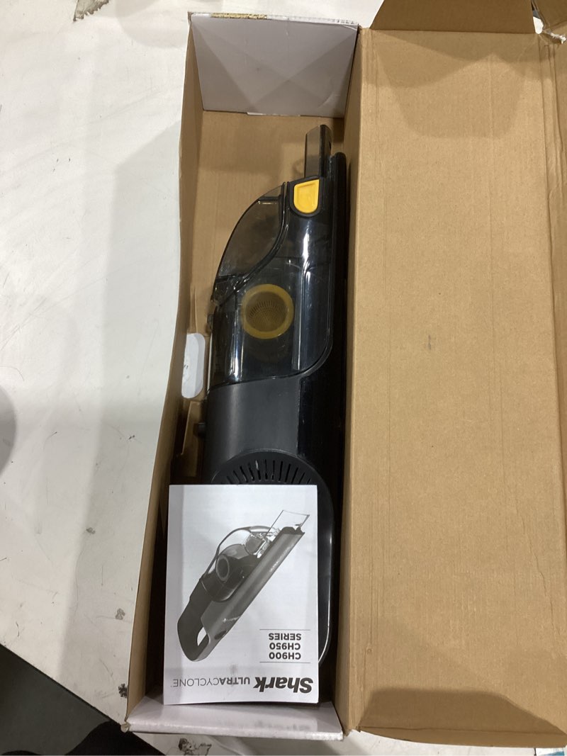 Condition photo showing As Is for shark ultracyclone pet pro plus cordless hand vacuum, powerful suction, handheld vacuum for car & home, pet power brush, crevice tool, scrubbing brush, xl dust cup, black, ch951