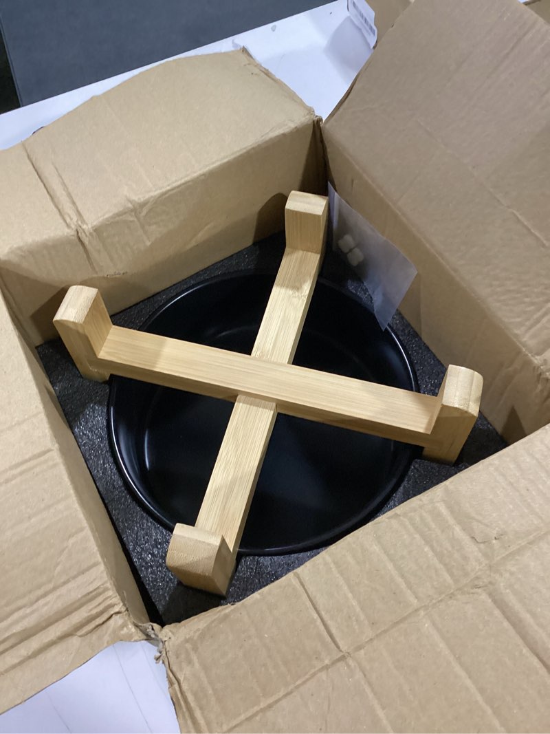 Condition photo showing Good Condition for Petygooing Black Elevated/Raised Ceramic Dog Bowl for Medium and Large Breeds, Dog Food Water Dish with Stand,Pet Feeding Bowl with Anti Slip Rubber Large Dogs(1800ml 7.6 Cups) 7.6 Cups -Large Black