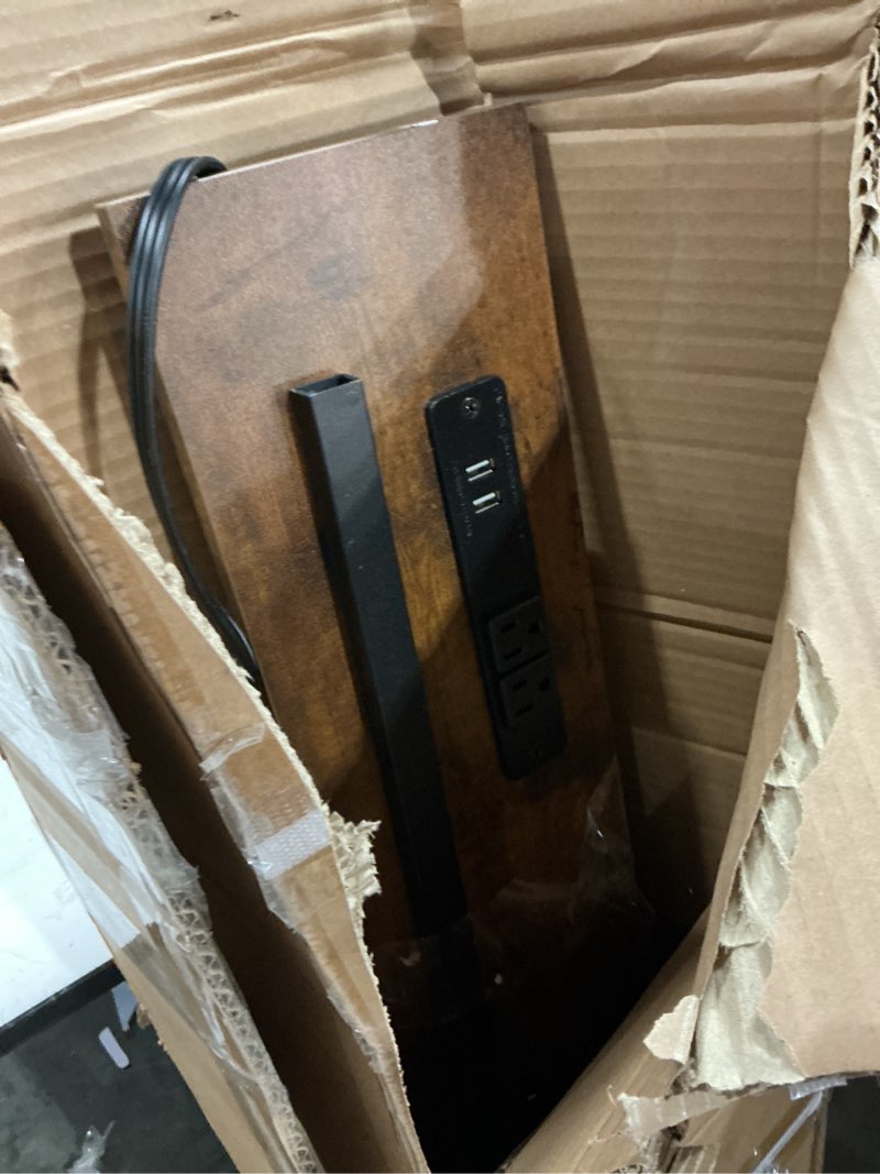 Condition photo showing As Is for GRLEAF 45" Adjustable Height Narrow Console Table with Power Outlets, Long Sofa Table with Charging Station Behind Couch Table Skinny Entryway Table for Living Room, Hallway and Office – Rustic Brown Rustic Brown 45IN