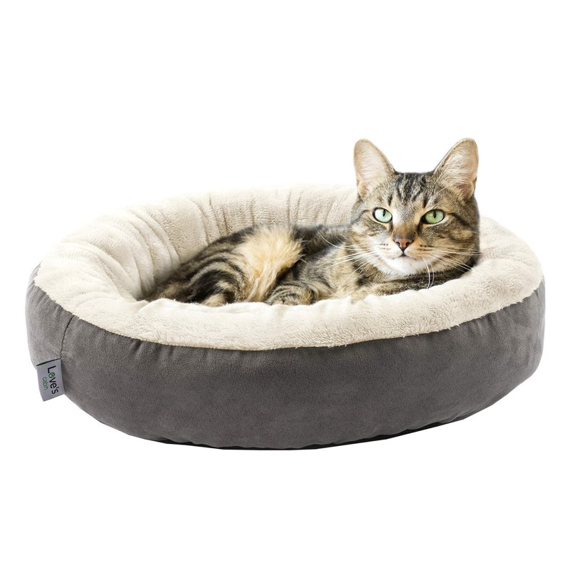love's cabin round donut cat and dog cushion bed, 25in pet bed for small or medium dogs, anti-slip &