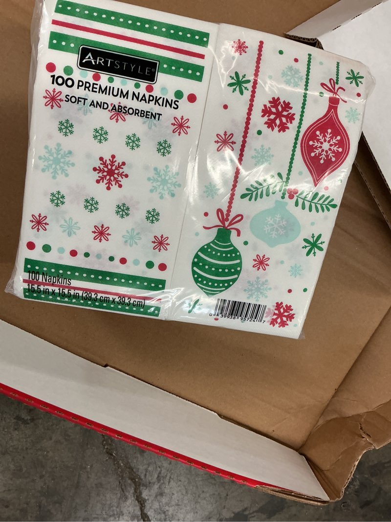 Condition photo showing New/Like New for artstyle joyous winter dinner paper napkins, 8" x 4", 100 ct.