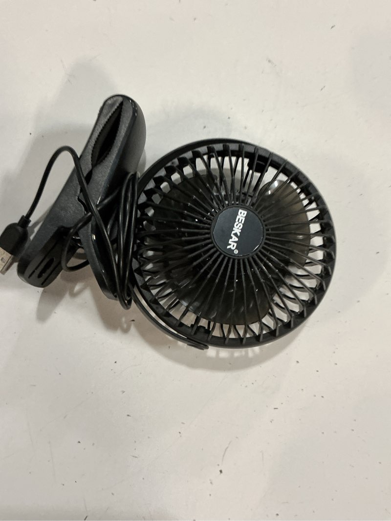 Condition photo showing New/Like New for beskar small clip on fan, 3 speeds usb fans with strong airflow, clip & desk fans usb plug in with sturdy clamp - ultra quiet operation for office dorm bedroom stroller dark black