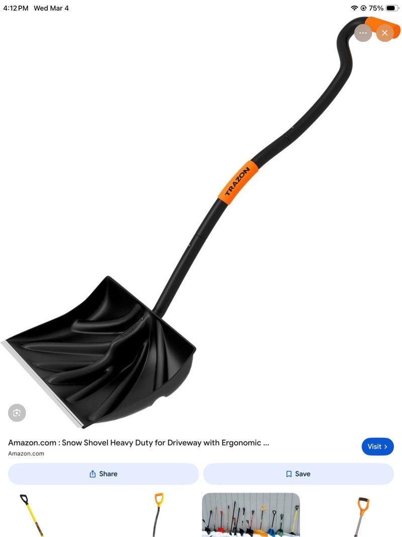 Snow Shovel with Assist Handle & D-Grip, Heavy Duty Removable - Efficient Snow Shovel for Driveway, 