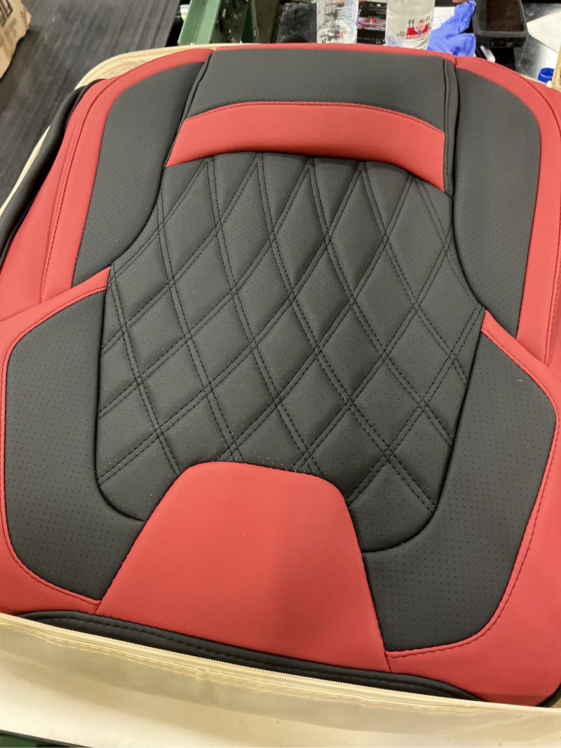 Condition photo showing Good Condition for freesoo front seat covers for cars - ultra breathable waterproof faux leather car seat cover protectors with lumbar support, universal fit for most 5 seats vehicles sedans hatchbacks pickup, black red black-red front seats - 2 pcs