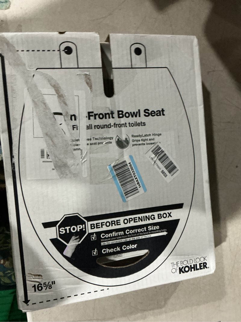 Condition photo showing New/Like New for KOHLER 4639-RL-0 Cachet ReadyLatch Round Toilet Seat Soft Close, White White Round Ready Latch