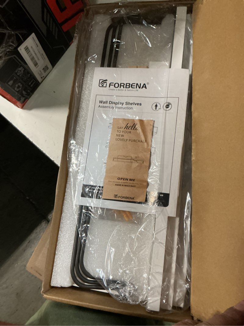 Condition photo showing Good Condition for forbena white floating shelves bathroom shelves over toilet set of 3, bathroom organizers and storage shelves wall mounted, modern wood corner wall shelf for bedroom closet -white and dark grey 17 inch white and grey