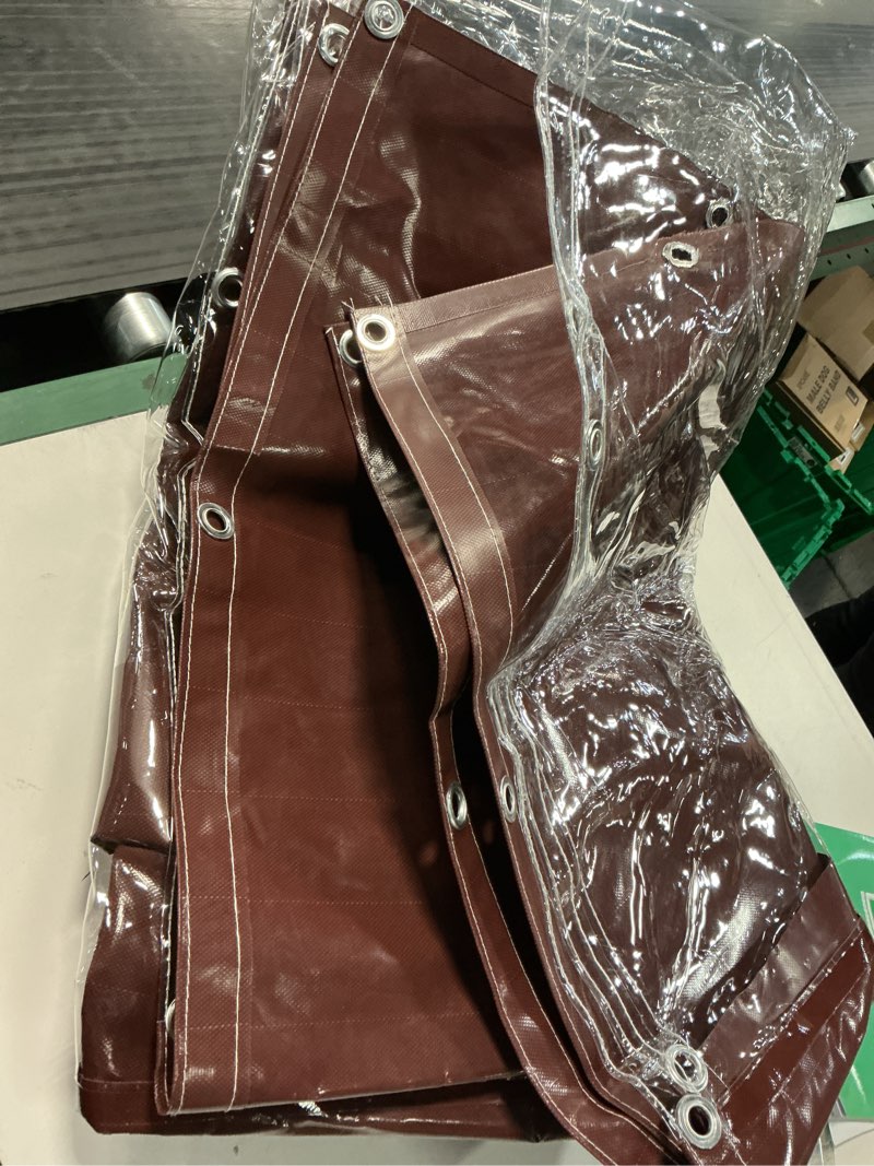 Condition photo showing As Is for CARTMAN Finished Size 6x8 Feet Extra Thick 20 Mil Brown Ultra Heavy Duty Poly Tarp, Multipurpose Protective Cover, UV Resistant, Waterproof Poly Tarpaulin with Reinforced Edges 6'×8' Brown/Brown 20mil