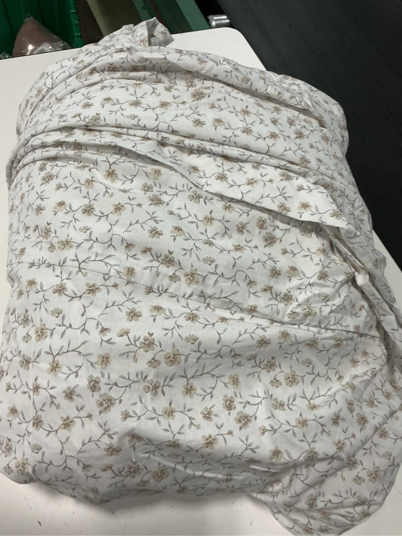 Condition photo showing As Is for organic crisp percale floral duvet cover, toffee florette, king/cal king