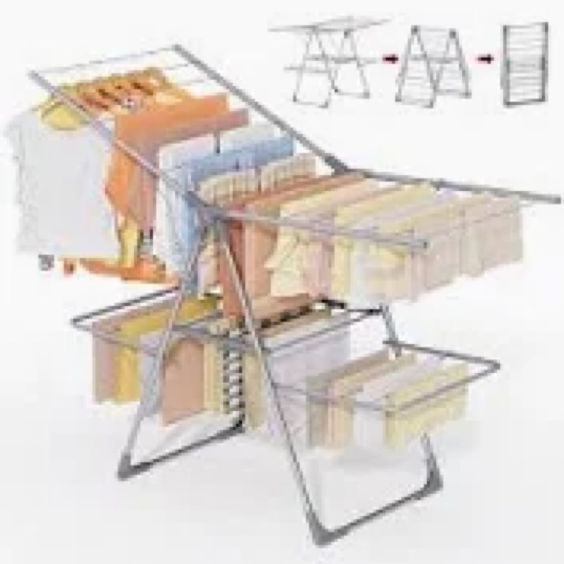 Sakugi Clothes Drying Rack - Space-Saving Foldable Laundry Drying Rack for Clothing & Bedding, Easy-