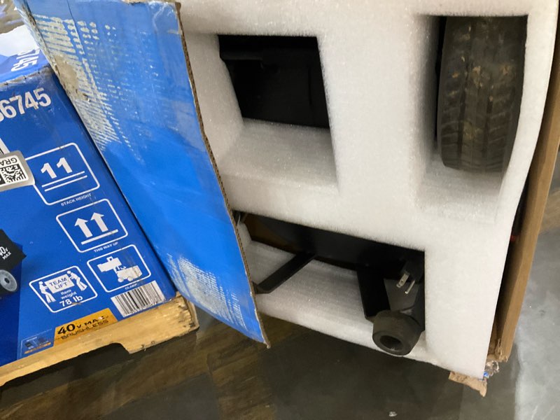 Condition photo showing As Is for kobalt quiet tech 26-gallon portable electric 150 psi vertical air compressor