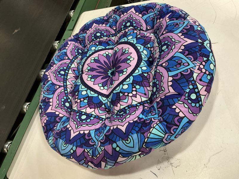 Condition photo showing Good Condition for Mandala Meditation Cushion, Boho Meditation Mat, Meditation Pillows for Sitting on Floor, Cushions for Sitting in Home and Outdoor, Round Floor Pillows Cushion Seating for Yoga Accessories 22'' X 22'' 05.mandala Meditation Cushion-2 22x22 inch round