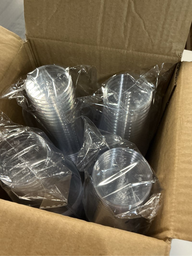 Condition photo showing New/Like New for jolly chef 14 oz clear plastic cups, 100 pack heavy-duty party glasses, disposable plastic cups for wedding cocktails tumblers, ideal for halloween,christmas, thanksgiving parties