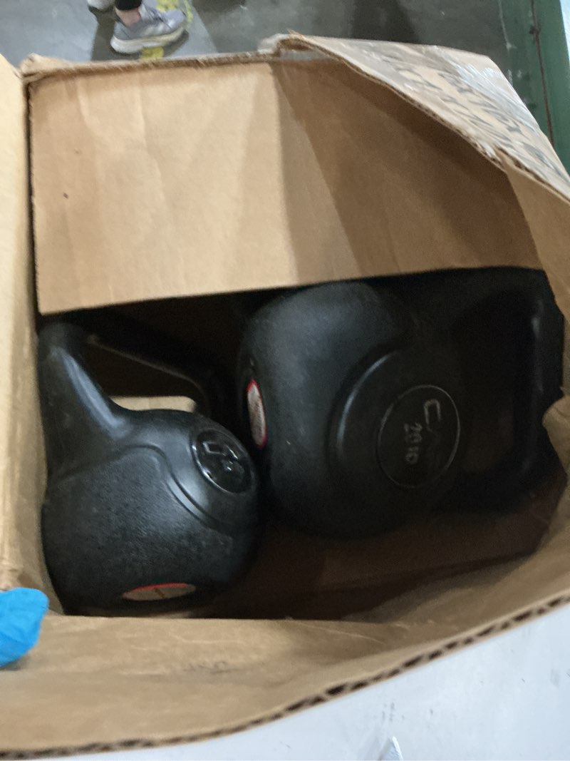 Condition photo showing As Is for CAP Barbell 45 LB Cement Kettlebell Set – 10 lb, 15 lb & 20 lb Vinyl-Coated Kettlebells for Strength Training, Cardio, Cross Training & Home Gym Workouts